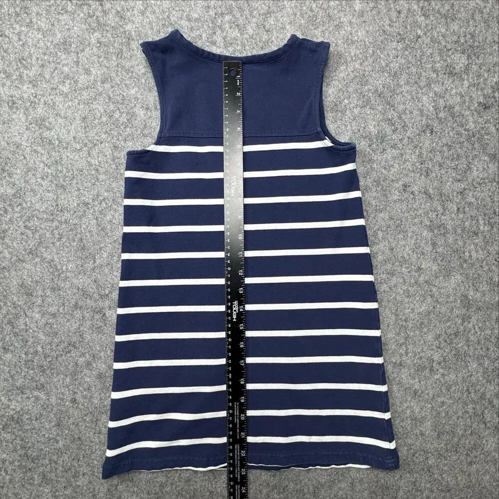 Vineyard Vines Dress Girls 6/6X Blue Striped Sleeveless Shift Pockets Whale Logo